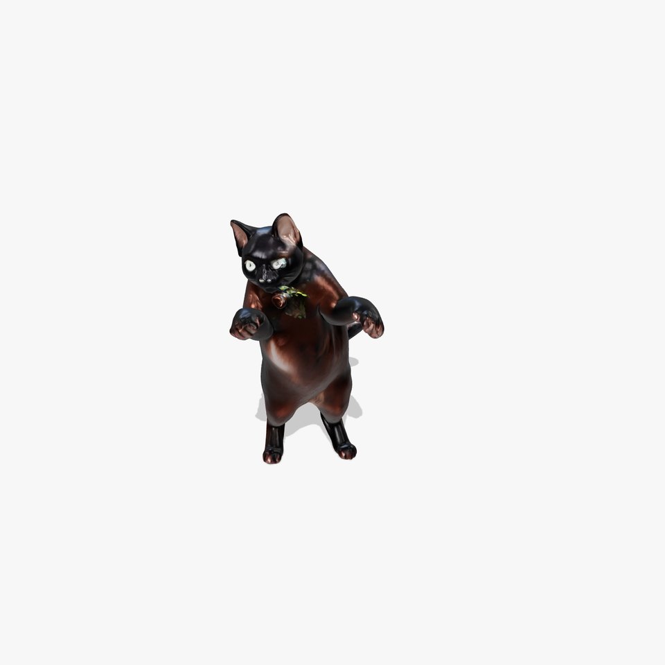 Black Cat Standing Pose 3D Model